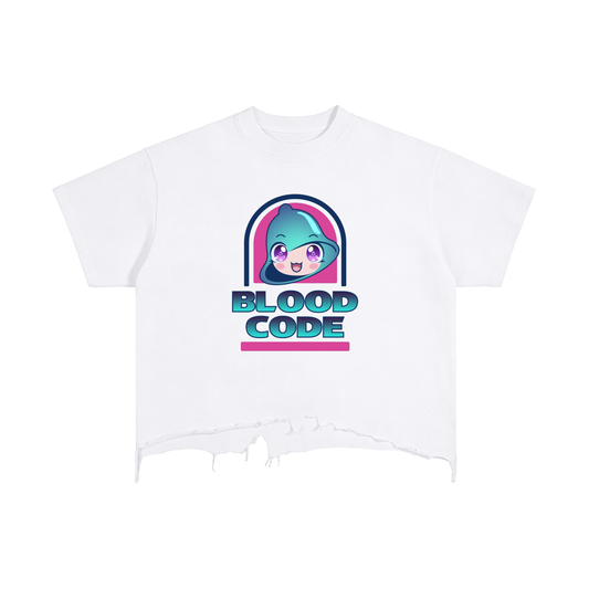 HARU🔔BELL Vintage Wash Boxy Distressed Hem T-Shirt by BLOOD CODE