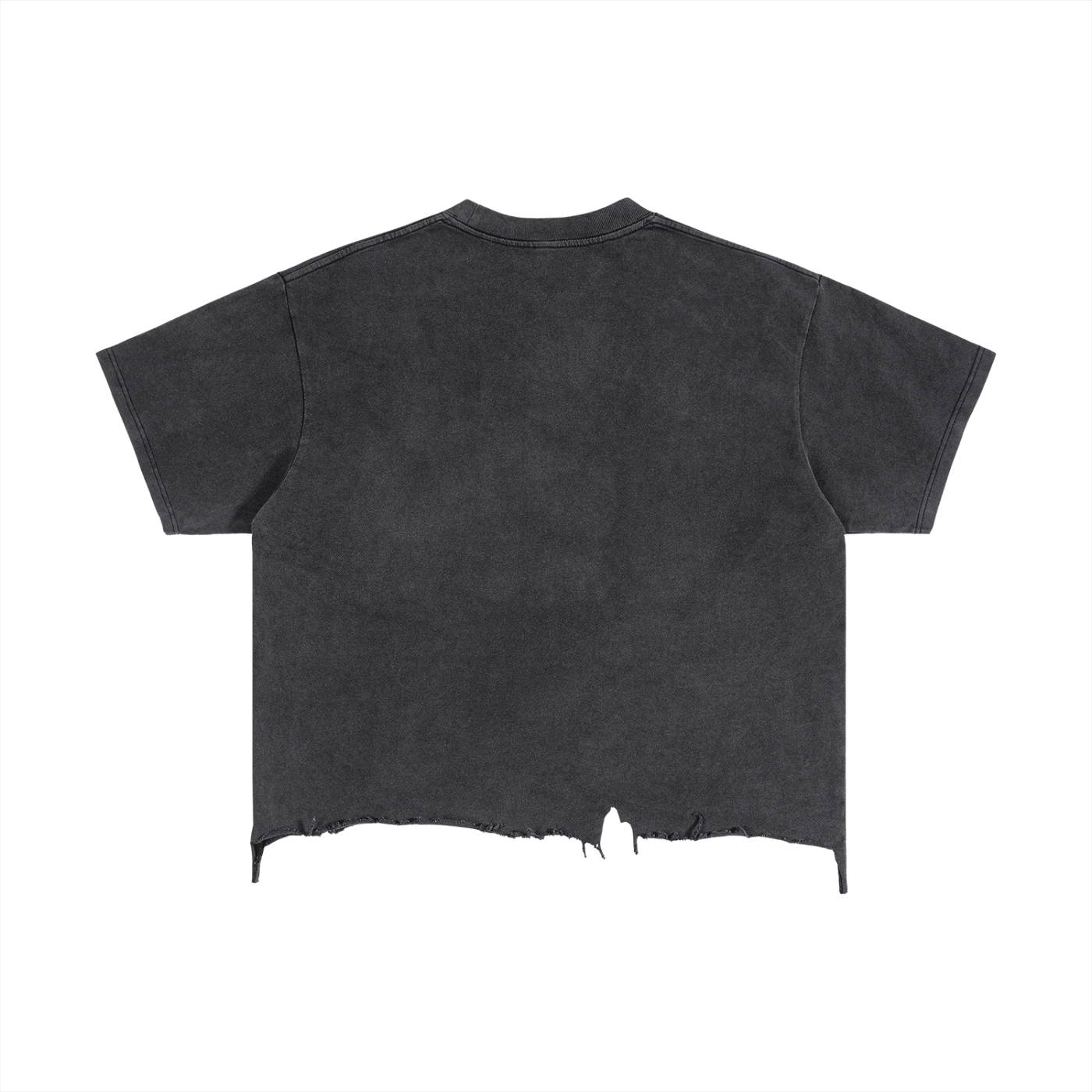 HARU🔔BELL Vintage Wash Boxy Distressed Hem T-Shirt by BLOOD CODE