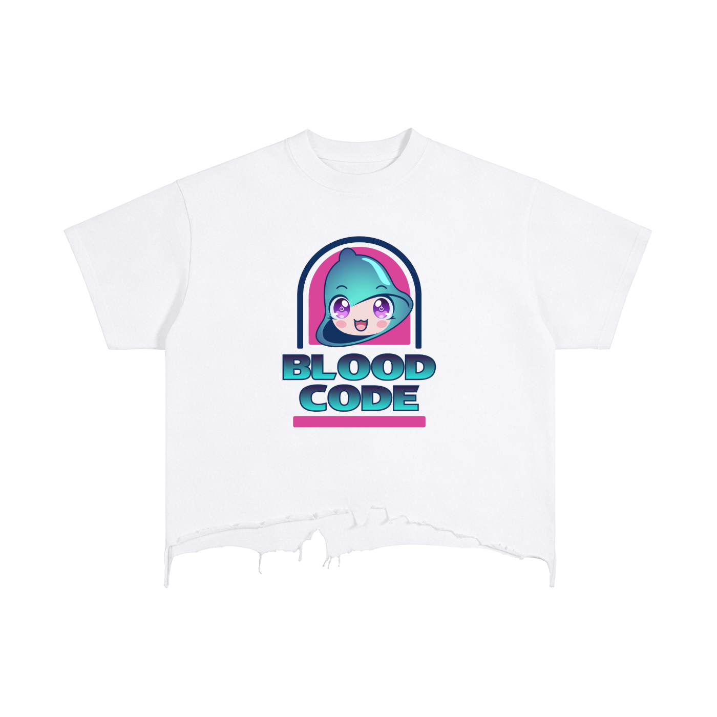 HARU🔔BELL Vintage Wash Boxy Distressed Hem T-Shirt by BLOOD CODE
